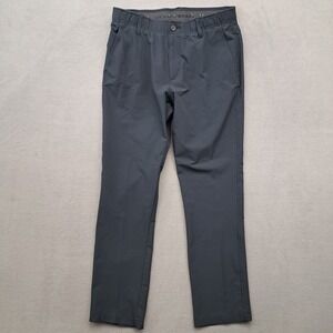 Under Armour Men 34x32 Golf Pants Gray Flat Front Straight Fit Embroidered Logo